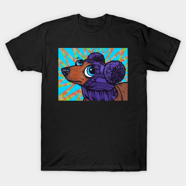 Dachshund Pom Pom T-Shirt by turddemon